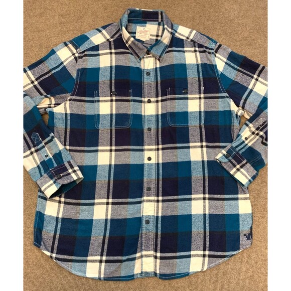 American Eagle Shirt Mens 2XL Heritage Flannel Blue Plaid Long Sleeve Button Up - Picture 1 of 8